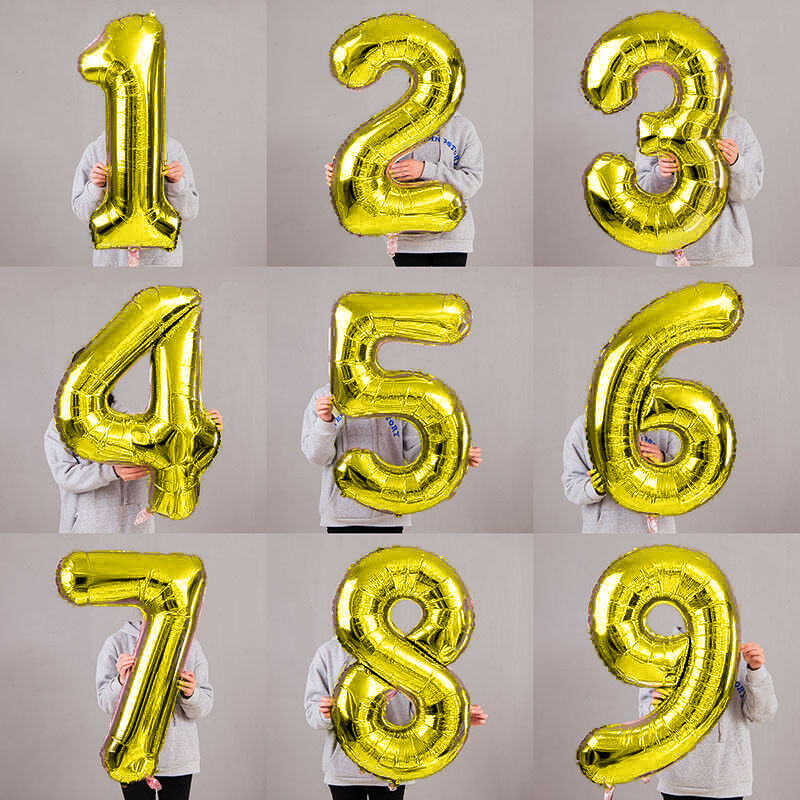 Bong bóng số vàng cỡ lớn 70cm trang trí sinh nhật ngày lễ số