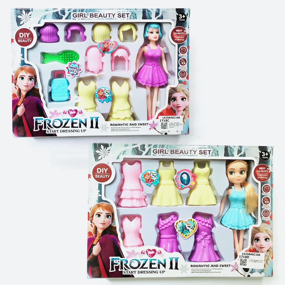 Hộp Búp Bê Anna Barbie Kèm Váy Áo Phụ Kiện Tóc Lược Vali Cho Bé