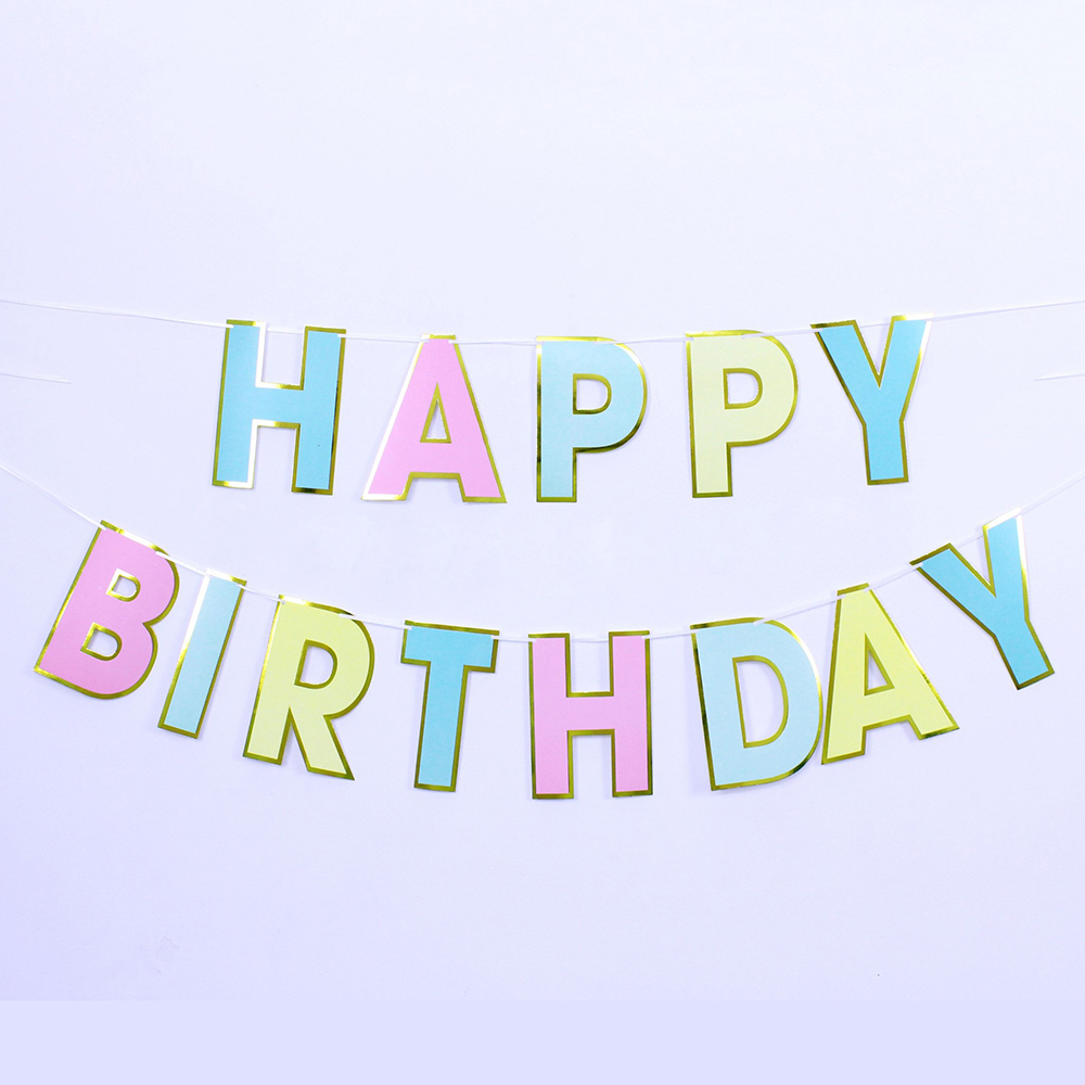 Dây treo trang trí Happy Birthday macaron sinh nhật ngày lễ