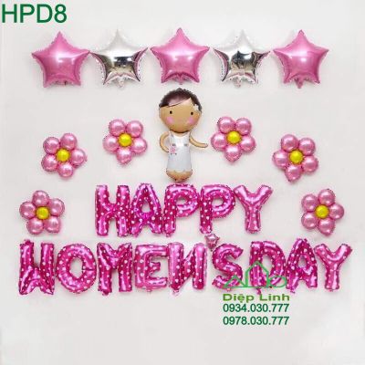 Sét bóng trang trí sinh nhật Happy Womens Day HPD8