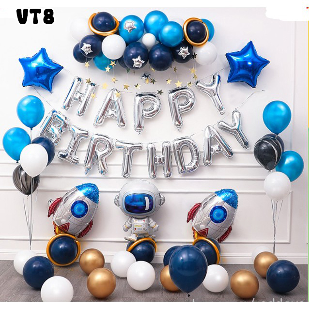 Set bóng trang trí sinh nhật chủ đề vũ trụ, phi hành gia VT8