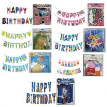 Dây treo trang trí happy birthday Hình Kitty, Xe, Baby shark, Safari, Pikachu, Heo peppa, Biệt đội chó
