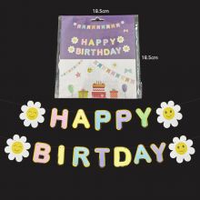 Dây treo trang trí Happy Birthday hoa macaron sinh nhật ngày lễ