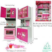Bộ đồ chơi nhà bếp Hello Kitty giành cho bé gái, đồ chơi trẻ em cao cấp có đèn có nhạc