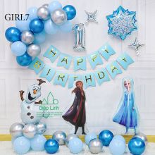 (SET Y HÌNH) Set trang trí sinh nhật thôi nôi đầy tháng chủ đề bé gái, set công chúa elsa, công chúa bạch tuyết Girl7