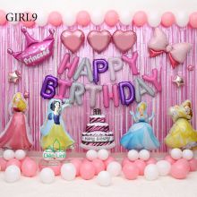 (SET Y HÌNH) Set trang trí sinh nhật thôi nôi đầy tháng chủ đề bé gái, set công chúa elsa, công chúa bạch tuyết Girl9