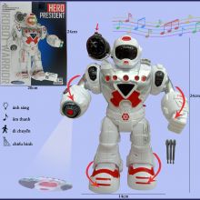 Mô hình đồ chơi robot chiến đấu chiếu hình ảnh có đèn có nhạc di chuyển bắn tên lửa quà tặng sinh nhật ý nghĩa cho bé