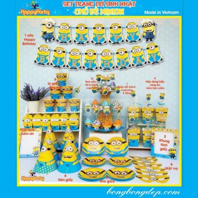 Sét Phụ Kiện Trang Trí Sinh Nhật Độc Đáo MINION