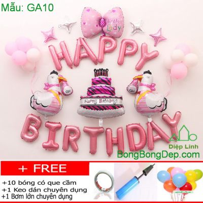 Set bong bóng trang trí sinh nhật thôi nôi mẫu gà 10