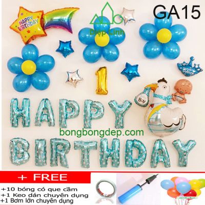 Set bong bóng trang trí sinh nhật thôi nôi mẫu gà 15