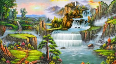 Tranh đá quý sơn thủy hữu tình