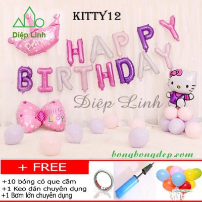 Set bong bóng trang trí sinh nhật chủ đề KITTY12