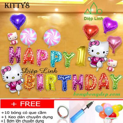 Set bong bóng trang trí sinh nhật chủ đề KITTY8