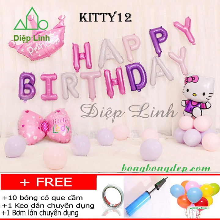 Set bong bóng trang trí sinh nhật chủ đề KITTY12