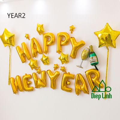 Sét Bóng Trang Trí Năm Mới Happy New Year Chúc Mừng Năm Mới YEAR2