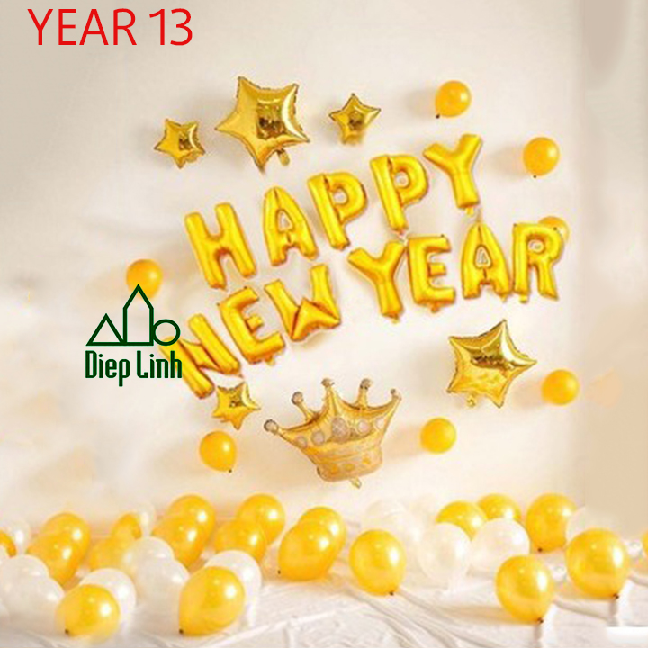 Sét Bóng Trang Trí Năm Mới Happy New Year Chúc Mừng Năm Mới YEAR13