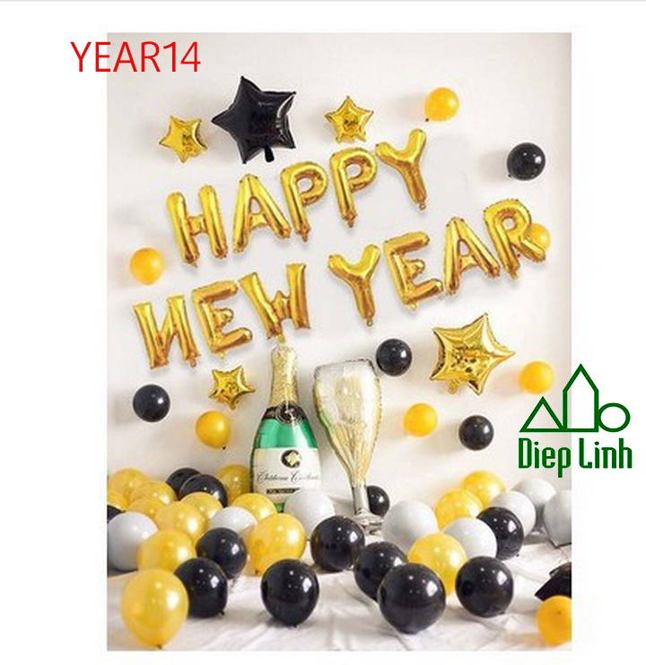 Sét Bóng Trang Trí Năm Mới Happy New Year Chúc Mừng Năm Mới YEAR14