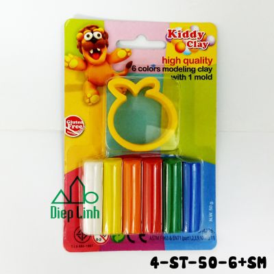 Bộ đất sét nặn 6 màu Kiddy Clay Thái Lan