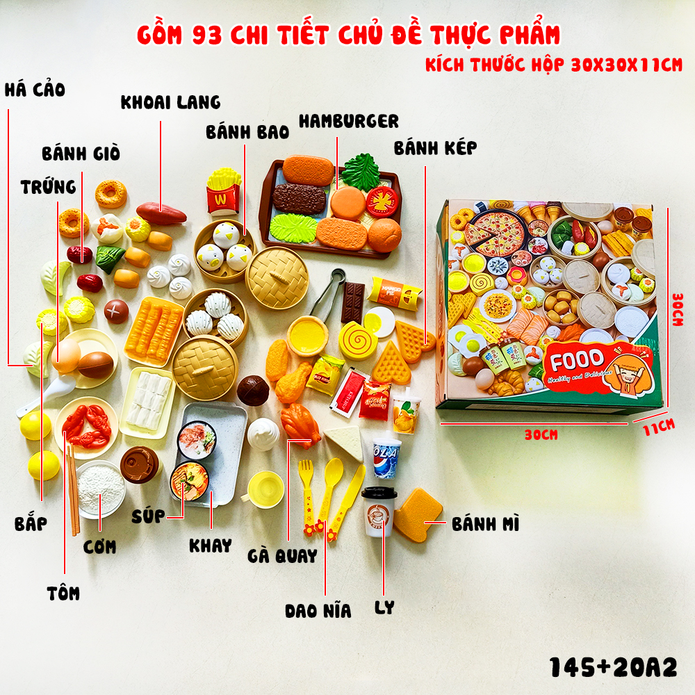 BỘ ĐỒ CHƠI NẤU ĂN BÁNH BAO 93 MÓN