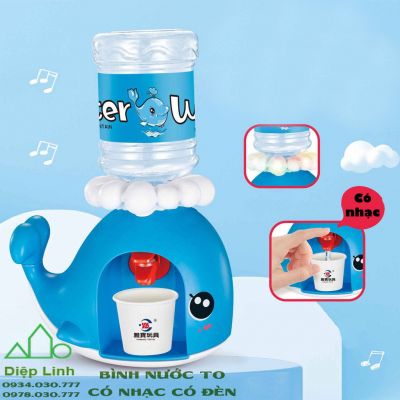 Bình lọc nước mini hình cá voi xanh có nhạc, đèn