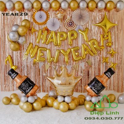 Sét Bóng Trang Trí Năm Mới Happy New Year Chúc Mừng Năm Mới YEAR29