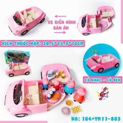 Hộp đồ chơi gia đình heo Peppa xe dã ngoại biến hình quầy bánh