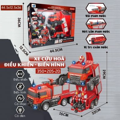 Đồ Chơi Mô Hình Chạy Pin Nhạc Đèn Biến Hình Siêu Nhân Robot Điều Khiển Từ Xa Xe Cứu Hoả Phun Nước Chữa Cháy 