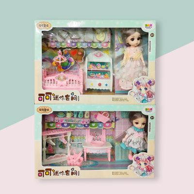 Hộp Búp Bê Loli Cao 15cm 20 khớp có mắt gắn Búp bê Barbie Cao Cấp Giường Tủ Phụ Kiện