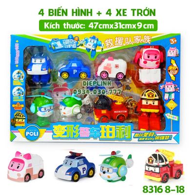 Bộ 8 Xe Poli 4 biến hình 4 trớn