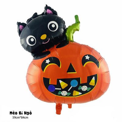 Bong bóng trang trí lễ hội Halloween hình Mèo Bí Ngô