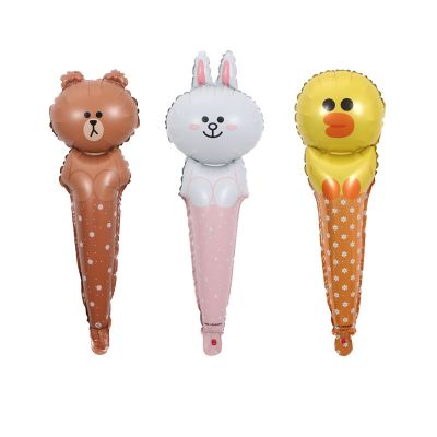 Bóng Kiếng Hình Thú Cầm Tay Hình Thú Line Friends Trang Trí Tiệc