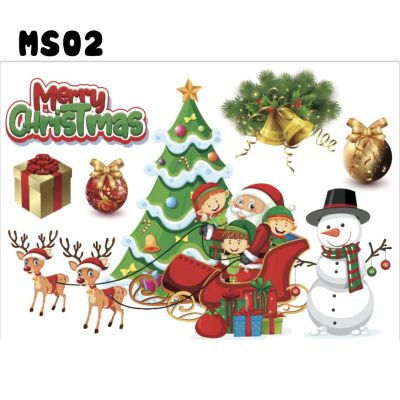 Tấm Decal Trong Dán Tường Kính Trang Trí Chủ Đề Noel Giáng Sinh Merry Christmas MS02