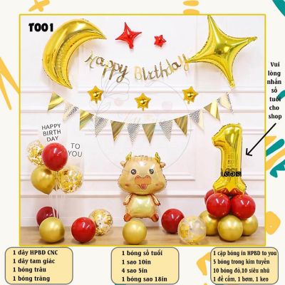  Set bóng trang trí sinh nhật tuổi Sửu Trâu T001