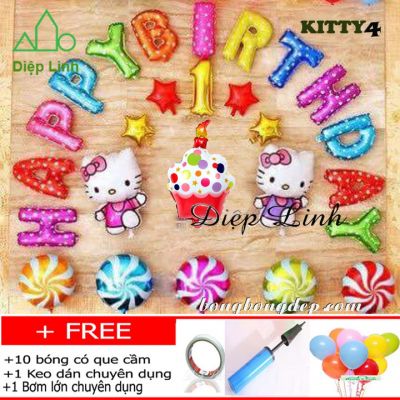 Set bong bóng trang trí sinh nhật chủ đề KITTY4