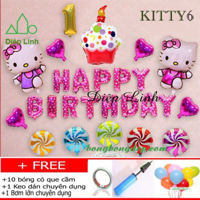 Set bong bóng trang trí sinh nhật chủ đề KITTY6