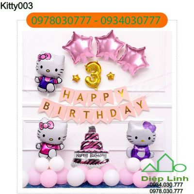 Set bong bóng trang trí sinh nhật chủ đề KITTY003