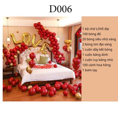 Set Bóng Trang Trí Phòng Cưới, Bóng Bay Trang Trí Phòng Cưới [TẶNG 100 CÁNH HOA HỒNG LỤA]D006