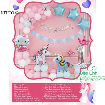 Set bong bóng trang trí sinh nhật chủ đề KITTY160