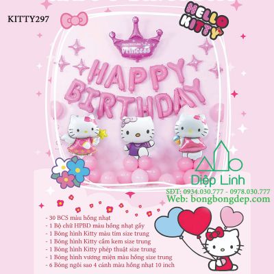 Set bong bóng trang trí sinh nhật chủ đề KITTY297