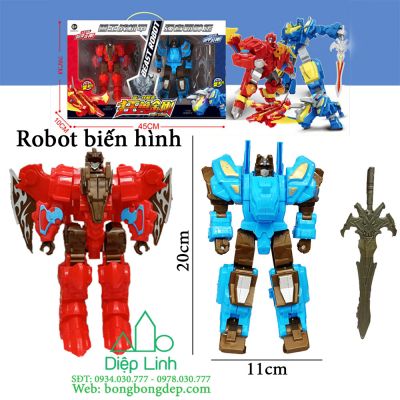 Hộp siêu nhân biến hình xe robot xanh dương - đỏ