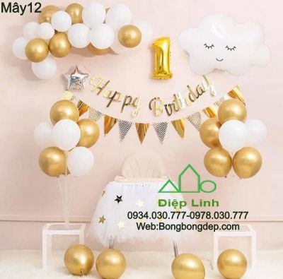 Set bóng Mây trang trí sinh nhật tông màu pastel Mây 12