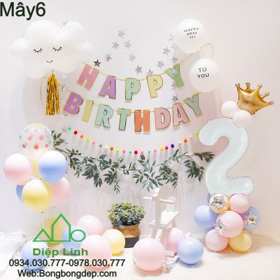 Set bóng Mây trang trí sinh nhật tông màu pastel Mây 6