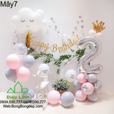 Set bóng Mây trang trí sinh nhật tông màu pastel Mây 7