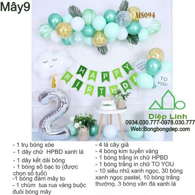 Set bóng Mây trang trí sinh nhật tông màu pastel Mây 9