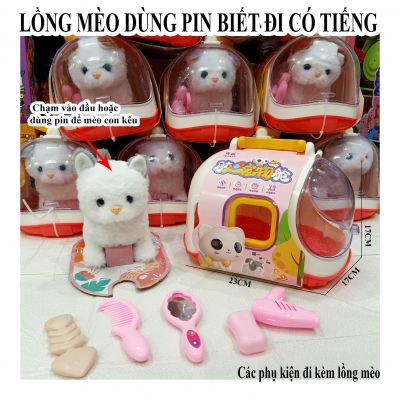 Bộ đồ chơi lồng mèo có tiếng biết đi - lồng thú cưng cho bé