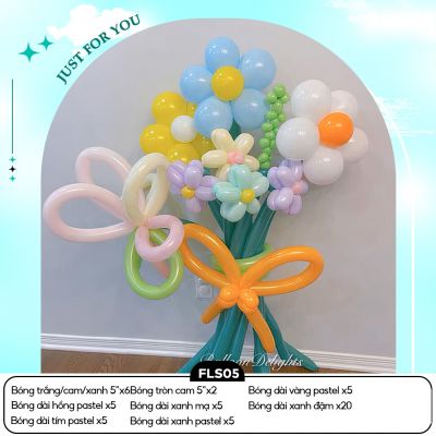 Set Bong Bóng Dài Tạo Hình Bó Hoa Tự Làm DIY - Hoa Bóng Bay Trang Trí Sự Kiện - Đạo Cụ Chụp Ảnh Tiệc Sinh Nhật DIY5