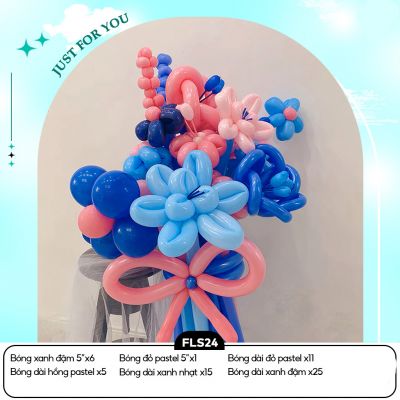 Set Bong Bóng Dài Tạo Hình Bó Hoa Tự Làm DIY - Hoa Bóng Bay Trang Trí Sự Kiện - Đạo Cụ Chụp Ảnh Tiệc Sinh Nhật DIY24