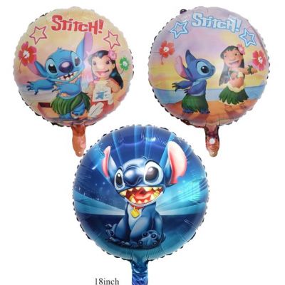 Bong Bóng Lá Nhôm Hình Tròn Stitch Trang Trí Tiệc Sinh Nhật Thôi Nôi Cho Bé Trai Bé Gái