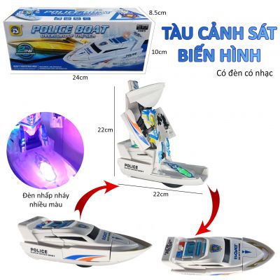 Tàu thuyền cảnh sát biến hình robot có đèn có nhạc