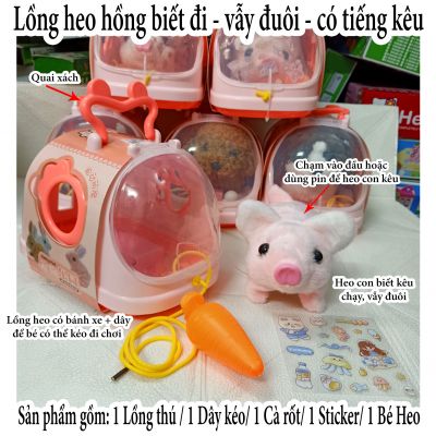 Bộ đồ chơi lồng heo hồng có tiếng biết đi - lồng thú cưng cho bé